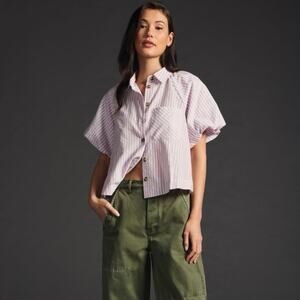 Anthropologie Maeve Lilac Striped Blouse